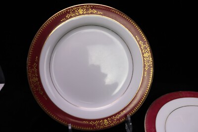 Noritake GOLDMERE 6525 Red Gold Floral Salad Plates Set of 3 Japan