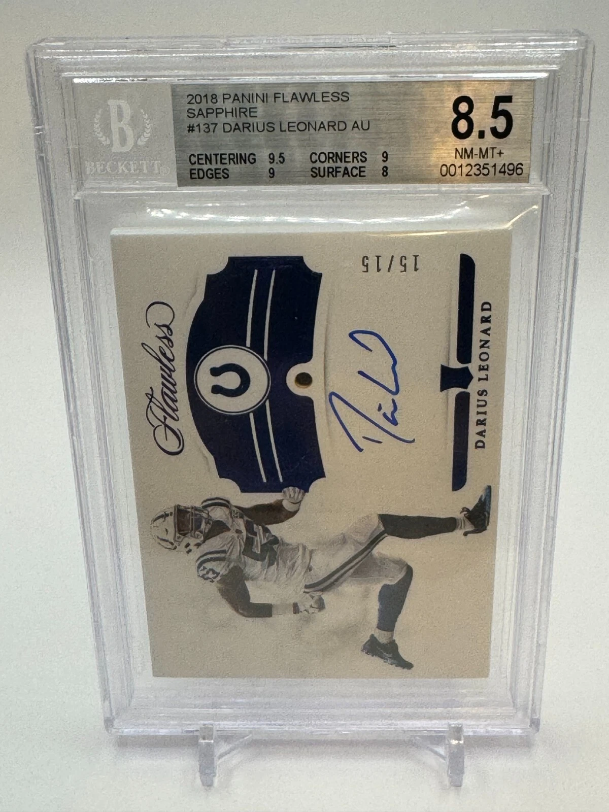 Darius Leonard Panini Flawless #137 Rookie Gem Signature-Sapphire