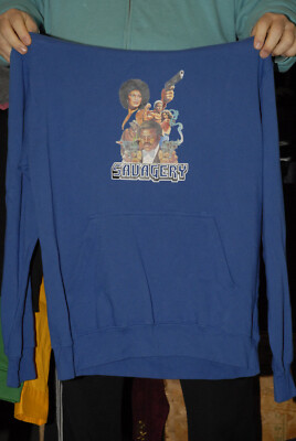Black Exploitation movie art hoodie Savagery brand XL Blue Pam Greer Jim Brown