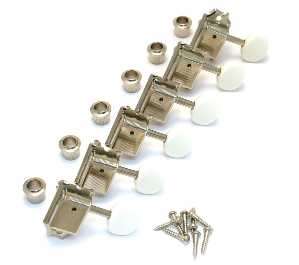 Gotoh Nickel w/White Button Tuners Fender Strat/Tele/Mustang Gotoh Nickel w/White Button Tuners Fender Strat/Tele/Mustang