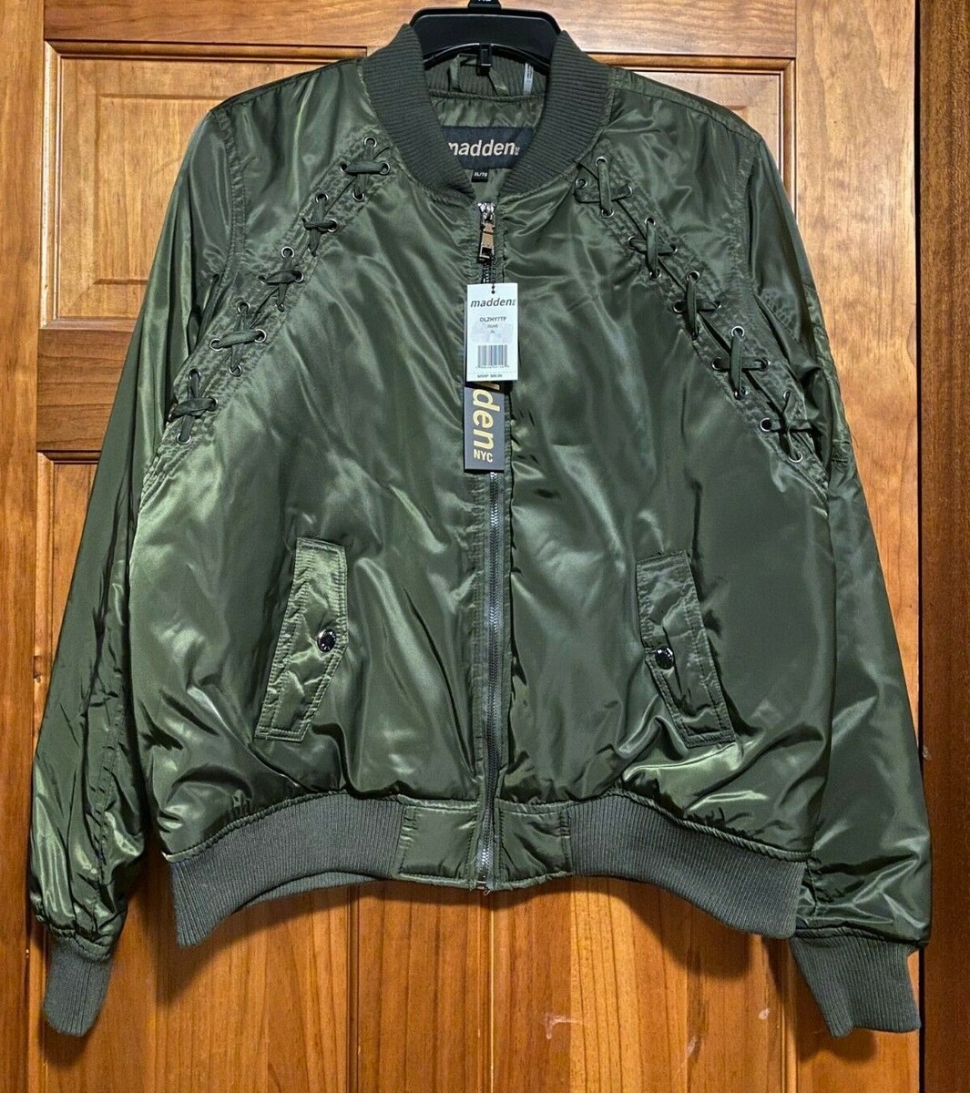 New Steve Madden NYC Women Teen Juniors Puffer Jacket Coat Olive Green NWT - Main Image