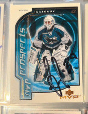 2000-01 Upper Deck MVP #203 Evgeni Nabokov Autographed All Star Goalie Sharks