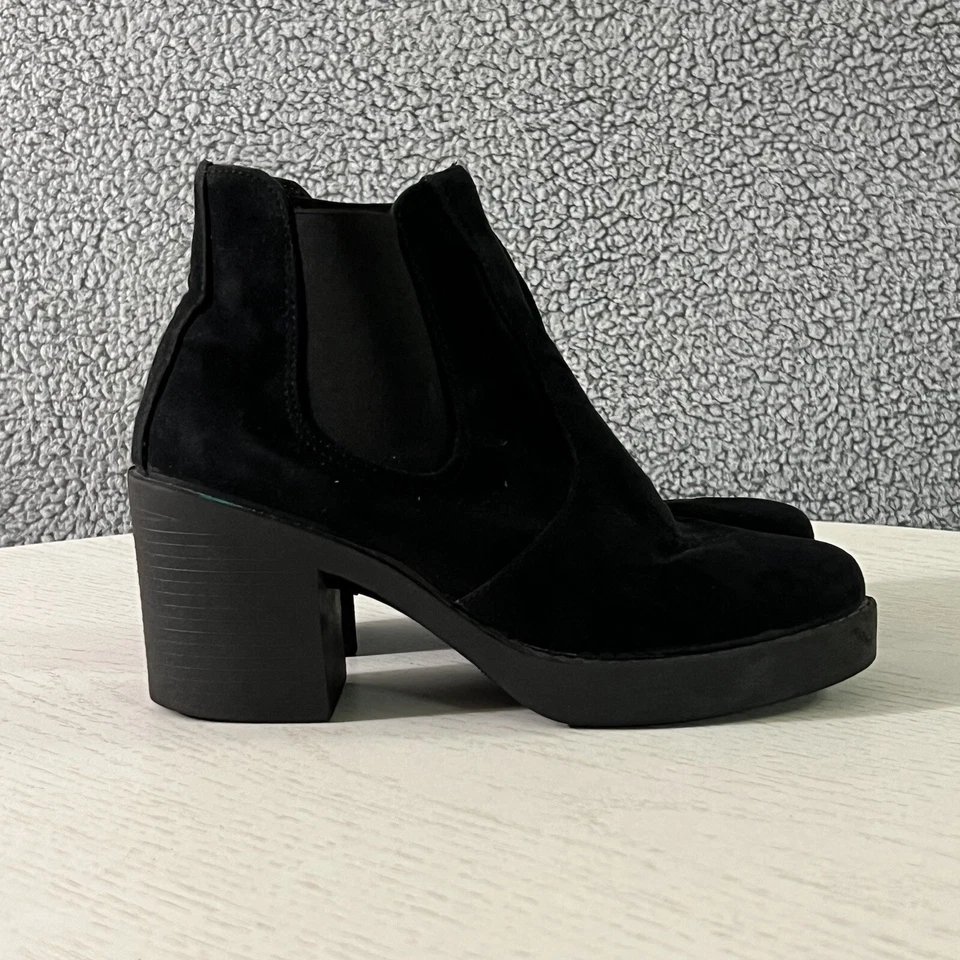 Женские сапоги Topshop 38/7,5 черные замшевые коренастая подошва на платформе Chelsea Италия - Изображение 4 из 4