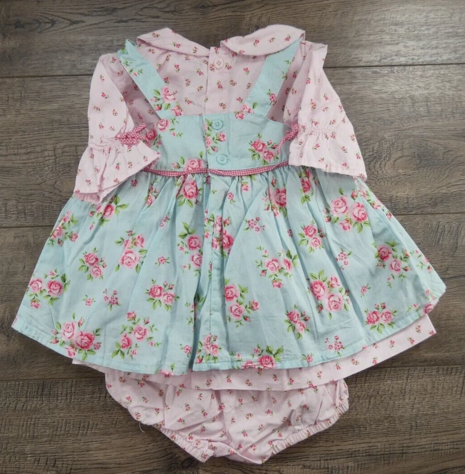 Ropa de bebé niña vintage Carter's 6 meses jardín fiesta 3 piezas vestido y flores Foto 3 de 4