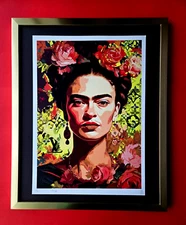   Death NYC Large Framed 16x20in Pop  Hand Signed FRIDA KAHLO LOUIS FASHION COA