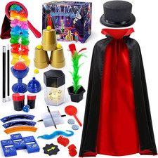 Kids Magic Kit, Magician Costume for Pretend Play, Magic Set with Instructions f