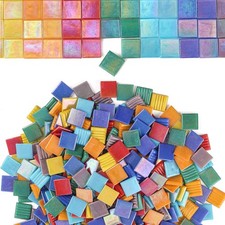 Youway Style Vitreous Mosaic Tiles for Crafts Bulk, 2.2lb 20X20 mm, Iridised