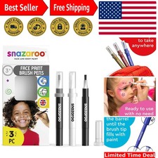 3-Piece Monochrome Face Paint Brush Pen Set - Perfect for Sensitive Skin