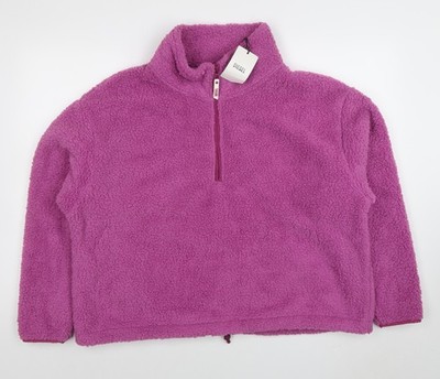 Diesel Damen Fleecepullover Sweatshirt rosa 1/4 Zip Größe M