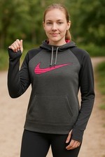 Nike Therma Fit Women's Gray Pullover Hoodie Size M Thumbhole Sleeves