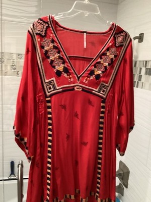 Free People Tulum Embroidered Dress With Slip-Preowned