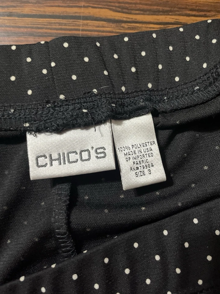Falda Chico’s 3 para mujer XL A line a lunares negra blanca Foto 3 de 4