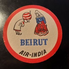 old beermat airline airway aviation Air India Lebanon Libanon Beirut one-sided