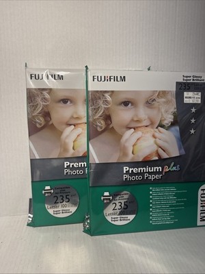 2 FUJIFILM Super Glossy Premium Plus Photo paper Letter 8.5''x11'' sheets Qty 100