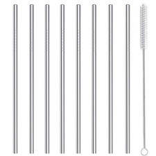 Stainless Steel Straws Metal Reusable Drinking Straw for Juice Iced Coffee Co...