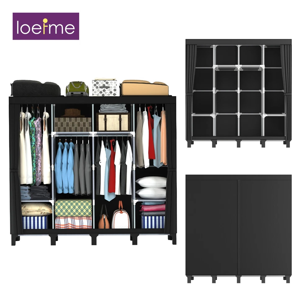 Kleiderschrank Stoffschrank Faltschrank Schrank Garderobe Tragbarer Schlafzimmer