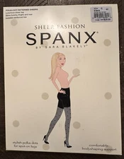 Spanx Polka Dot Patterened Sheers Black Size C New In Package