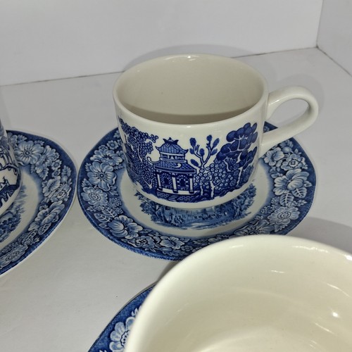 Liberty Blue Tea Cups & Saucers Plates Staffordshire Old North Church Dish Mugs - Picture 15 of 19