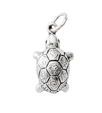 Sterling Silver Small Turtle Charm Minimalist Ocean Animal Pendant