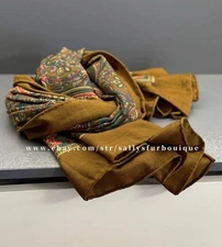 Sallys 70% Cashmere & 30% Silk Wrap Scarf Paisley Print Double Face Shawl 53"