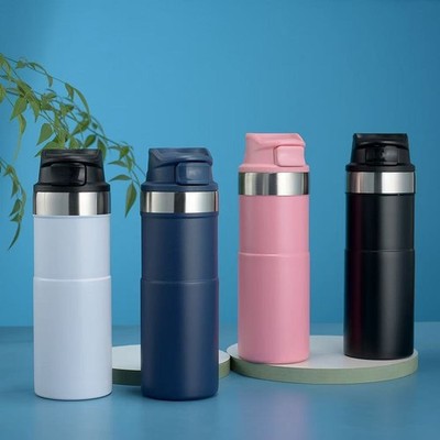 500ml Bpa Free Classic Trigger Action Travel Coffee Mug 16OZ Double Wall Cup In