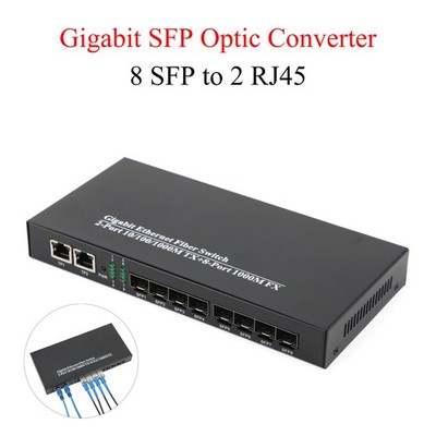 Gigabit SFP Media Converter 8 SFP to 2 RJ45 With 3KM/20KM SC SFP Module