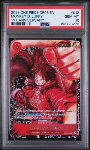 2023 One Piece OP05 Monkey D. Luffy 1st Anniversary Alt Art Card ST01-012 PSA 10