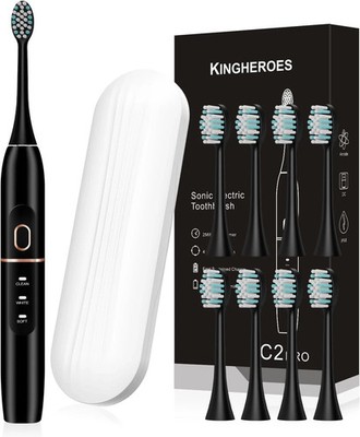 Electric Toothbrush Set 8 Brush Heads Travel Case 42000 VPM 4 Modes Smart Timer