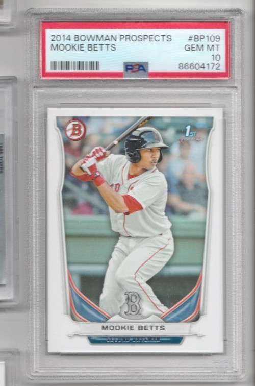 MOOKIE BETTS 2014 BOWMAN PROSPECTS 1ST BOWMAN PSA 10 GEM MINT #BP-109 RED SOX