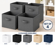 4 Pack Foldable Storage Cubes Fabric Storage Boxes Basket Organiser Unit Drawers