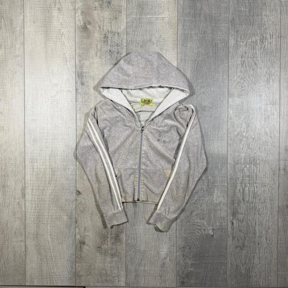 Women's vintage Y2K emo, grunge, velour,  juicy couture striped cropped hoodie