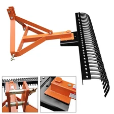 72'' 3 Point Landscape Rock Rake For Category 1 Skid Steer Tractors Loader