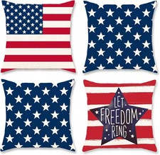 4th of July Decorations Pillow Covers 18x18 inch Set of 4 Independence Day