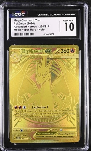 2026 POKEMON ASC EN-ASCENDED HEROES MEGA HYPER RARE MEGA CHARIZARD Y EX CGC 10