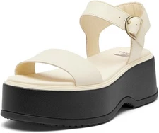 Sorel Dayspring Honey White Sandal with Black Platform, 7.5 NWOB