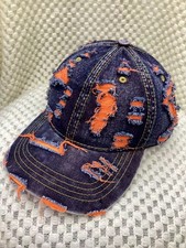 Distressed Denim Baseball Cap Vintage Ripped Washed Adjustable Trendy Hat