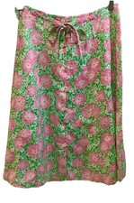 Vintage 70s Button Front Skirt Flare Flower Floral Print Size 6 Made In USA
