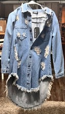 FASHION NOVA Short Denim Distressed Dress NWT Size Medium $50 Obo