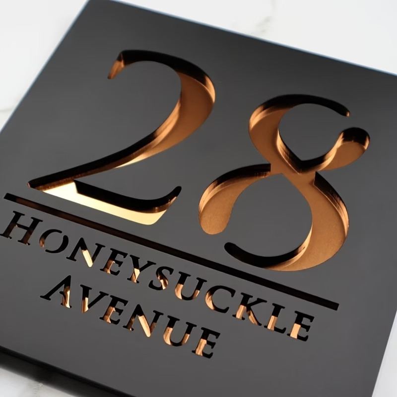 Enseigne en Acrylique Transparent Plaque Gravée Haut de Gamme 19x19cm pour Façade