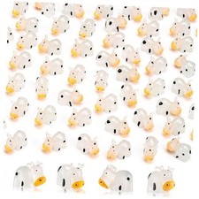 100 Pcs Luminous Mini Cow Figurines, Mini Resin Cow Figurines, Miniature