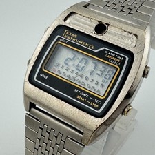 Orologio digitale vintage Texas Instruments uomo argento canna sveglia crono batteria nuova