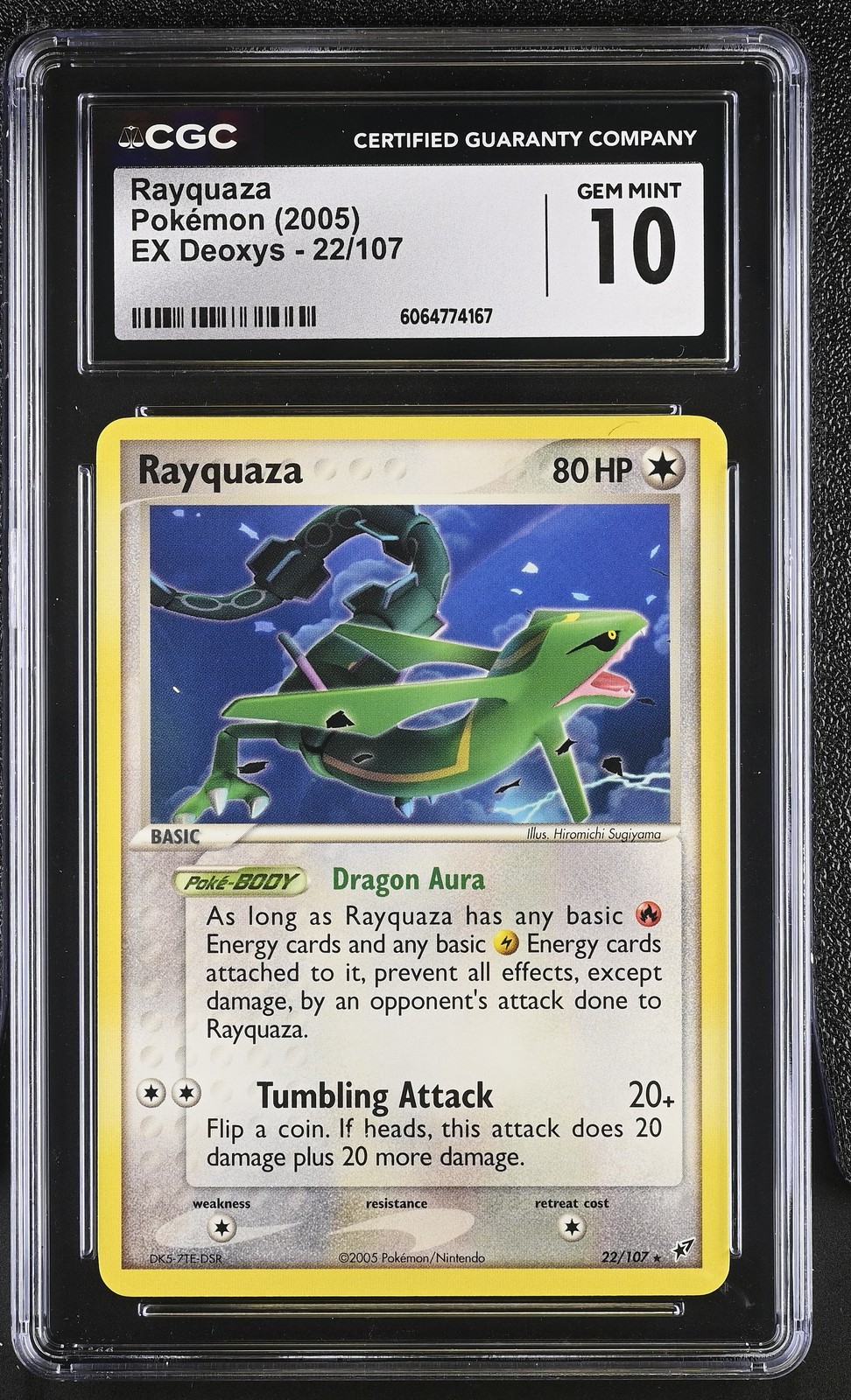 CGC 10 GEM MINT Rayquaza 2005 EX Deoxys 22/107 Pokemon Card