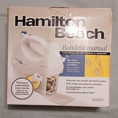 Hamilton Beach 62695V Handheld Mixer 275W 6 Speeds White w/ Whisk Beater Case