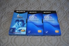 Sony T-120 VHS Blank Video Tapes Lot of 3 6 hr Premium Standard Grade New