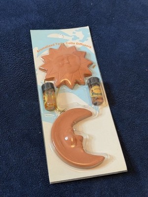 Vtg Terra Cotta Clay Pottery Aromatized Diffusers (Brand New)  Sun&Moon 