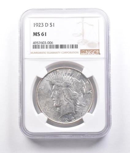 1923-D Peace Silver Dollar MS61 NGC *6990