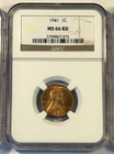 1941 P LINCOLN WHEAT CENT PENNY US COIN FULL RED GRADED NGC MS66 RD - FREE S&H!