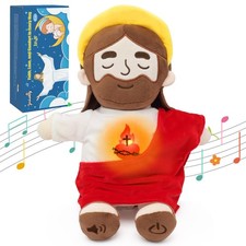 Soothing Jesus Plush Toys with Light  Sound, 15" Jesus Stuffed Breathing Plu...