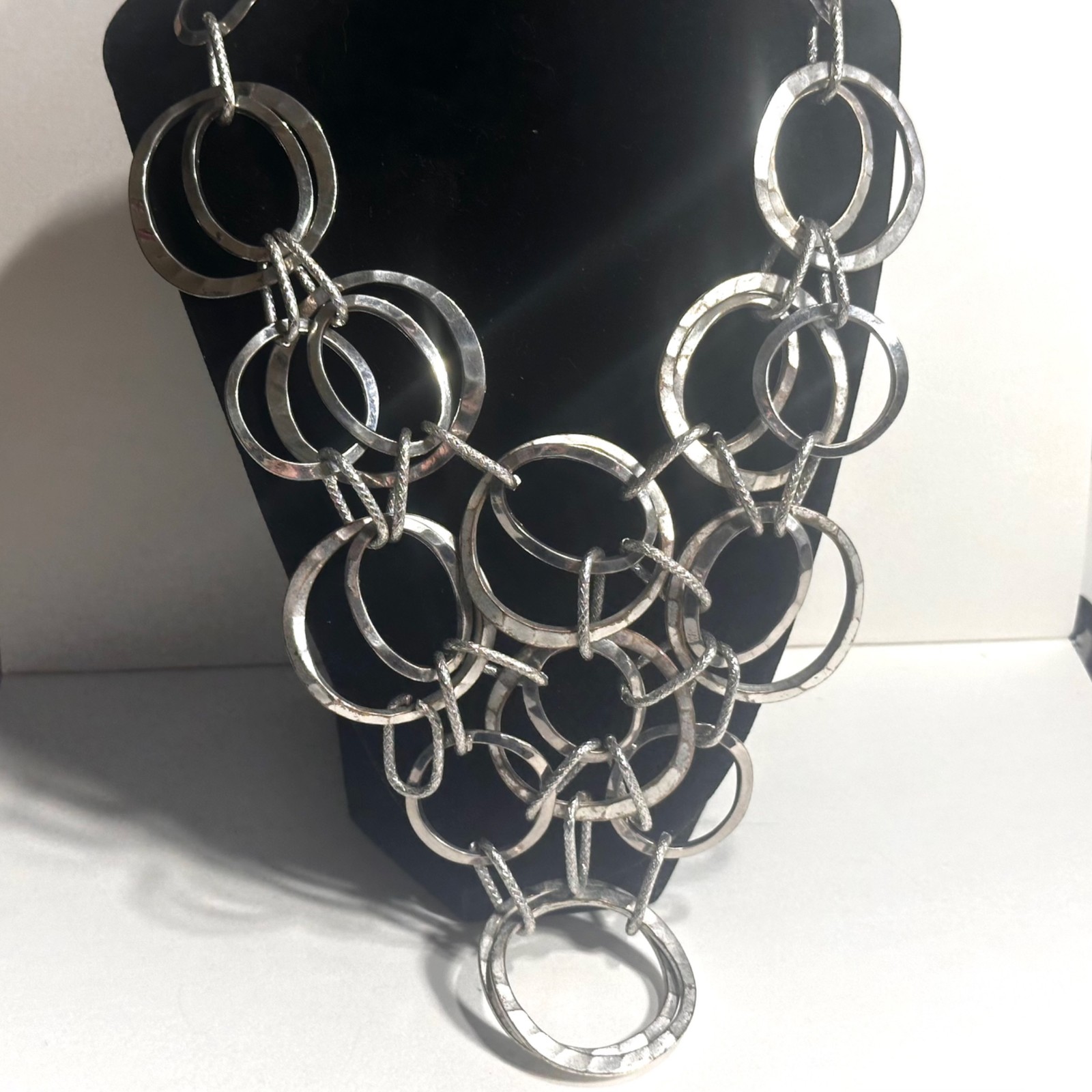 Chicos Chunky Statement Necklace Connected Hammer… - image 1