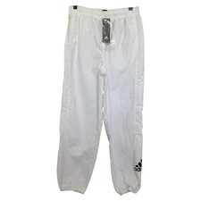 NEW Adidas Women's Fashion High Waisted Nylon Woven Pants Joggers Medium White